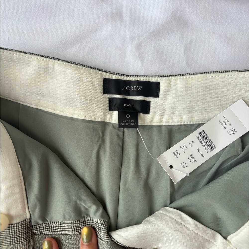 NWT - J.Crew Kate Gray Plaid Straight Leg Pant - Picture 2 of 3
